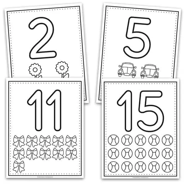 Printable number coloring pages for early learners