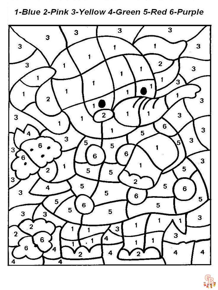 Color by number coloring pages for kids