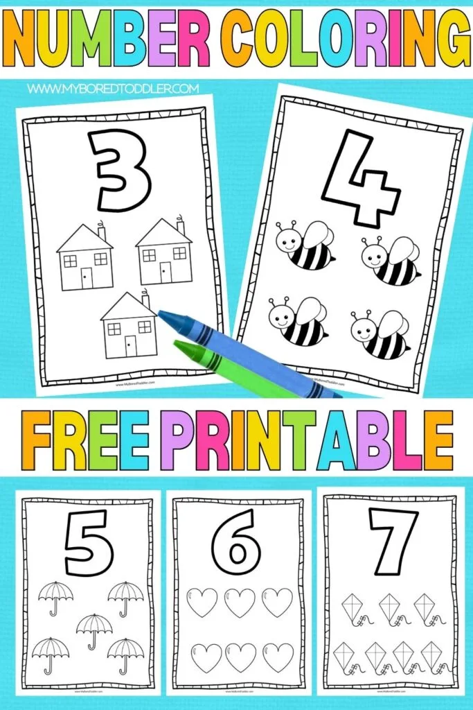 Free printable numbers to ten coloring sheets