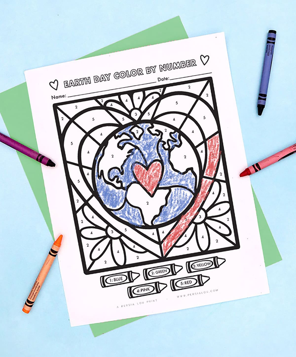 Free printable earth day color by number sheet