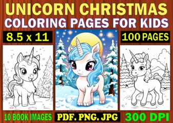 Unicorn christmas coloring pages for kids