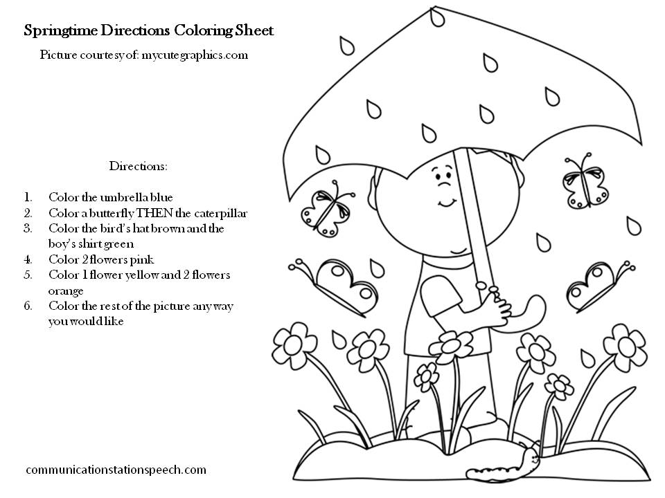 Freebie friday springtime directions coloring sheets