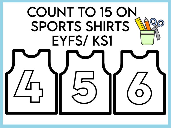 Count to on sports shirts teaching resources