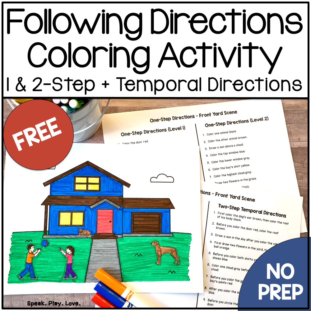 Following step directions activity