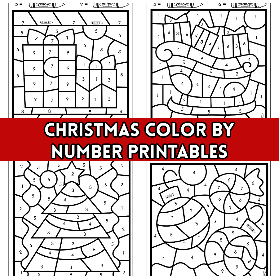 Christmas color by number printables