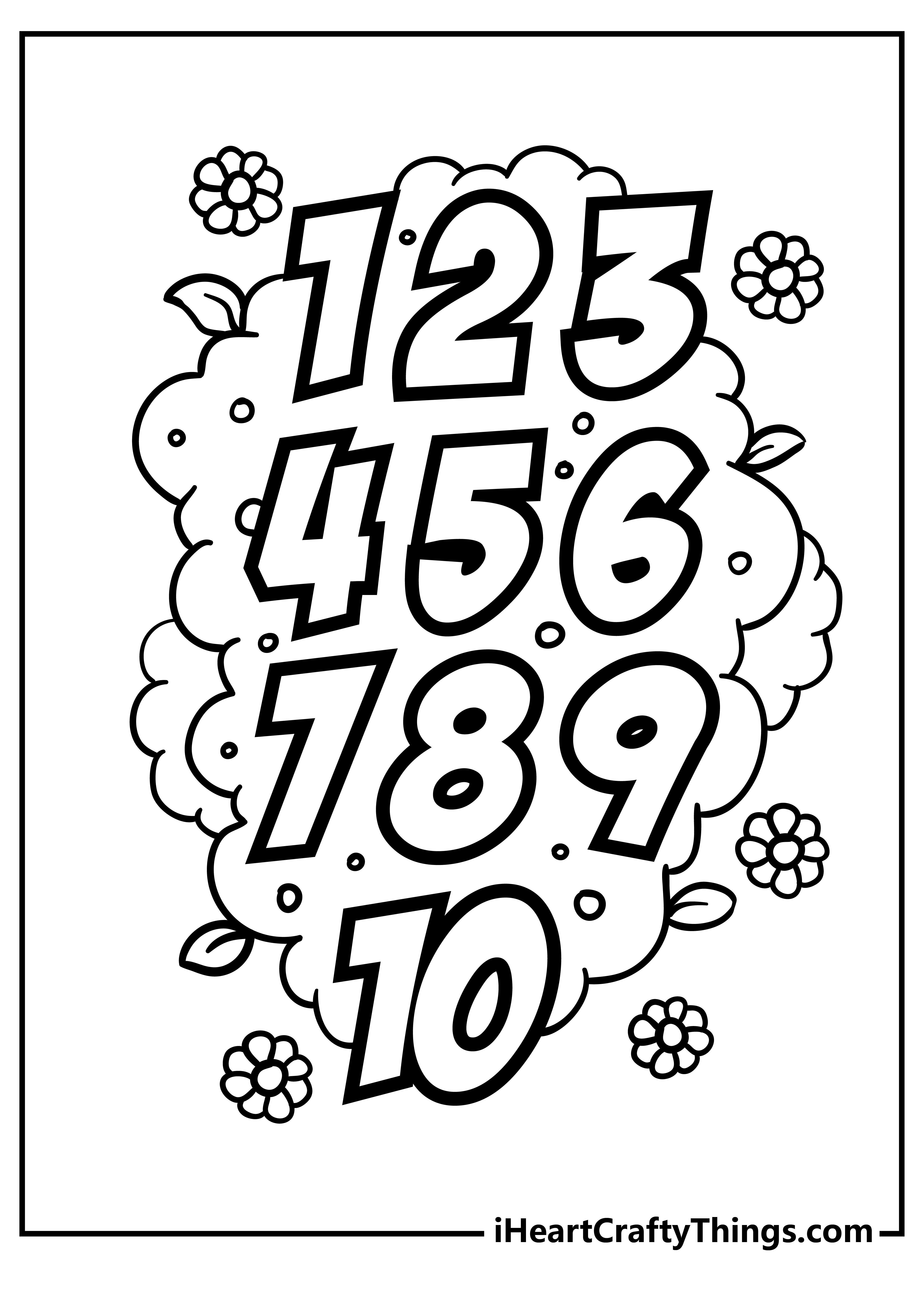 Number coloring pages free printables