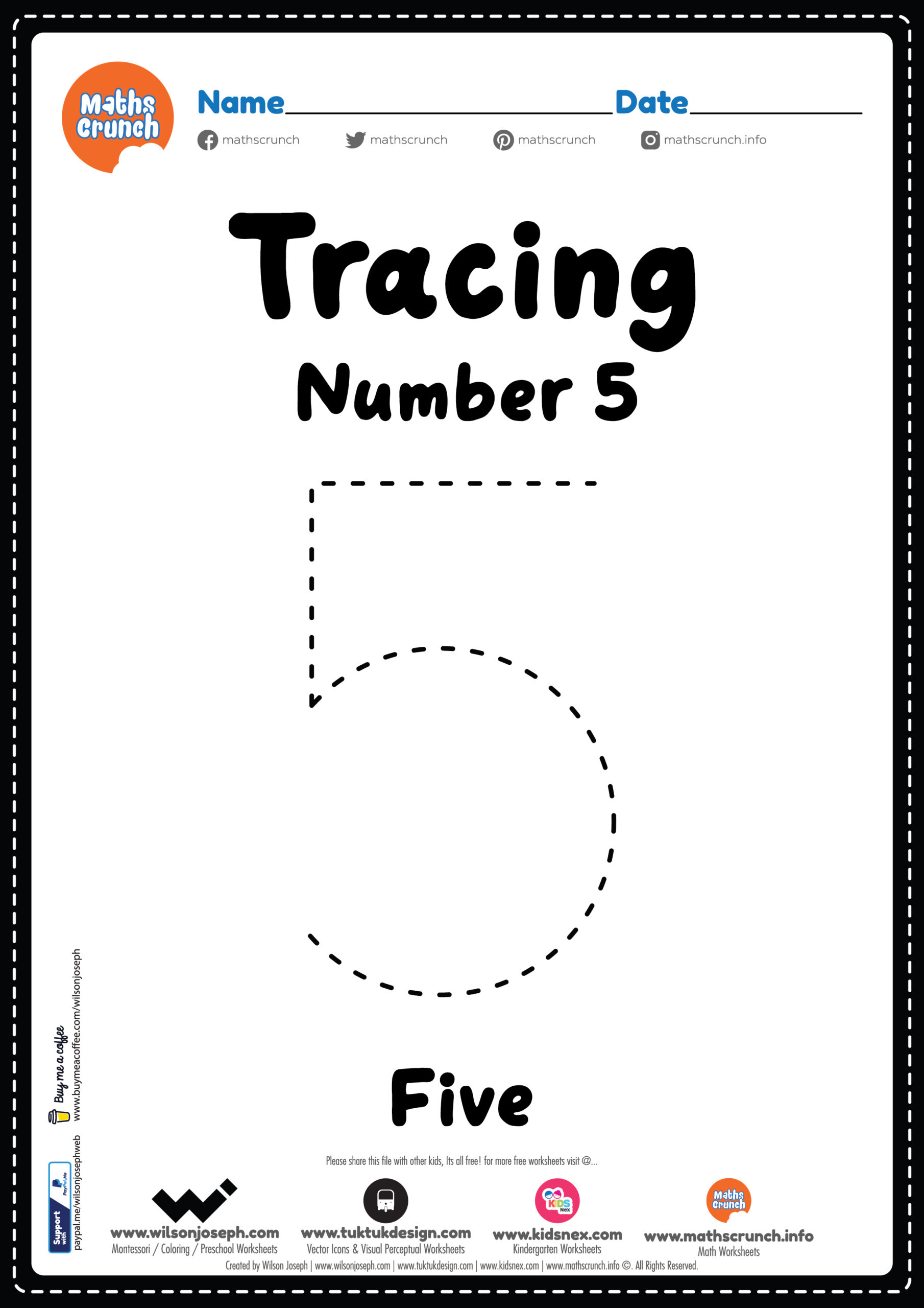 Tracing number worksheet for kids