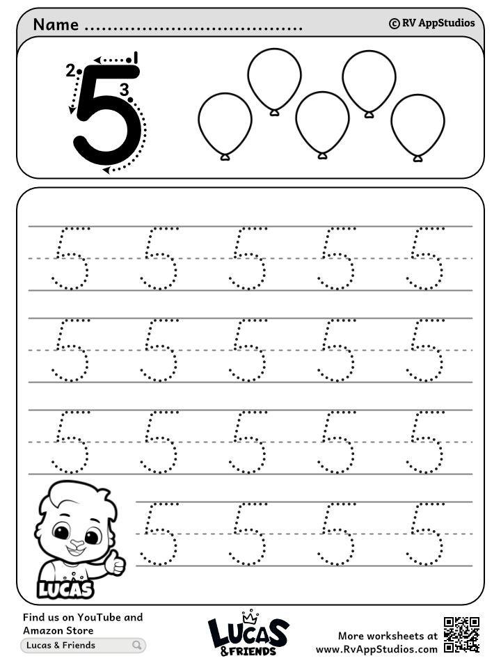 Number tracing worksheets count and trace number