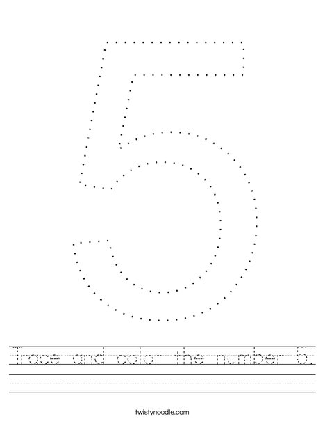 Trace and color the number worksheet