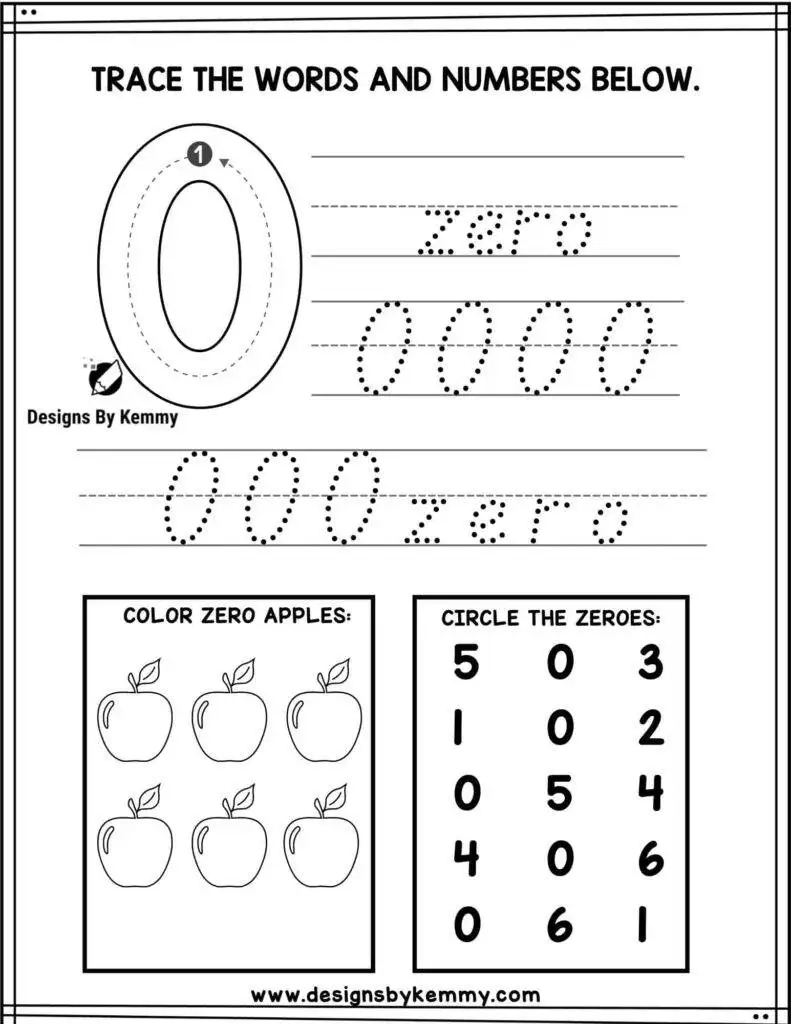 Number tracing worksheets