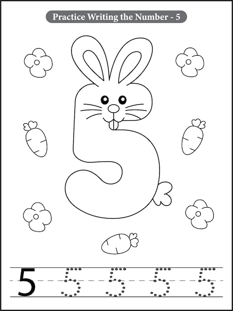 Premium vector rabbit number coloring pages for toddlers