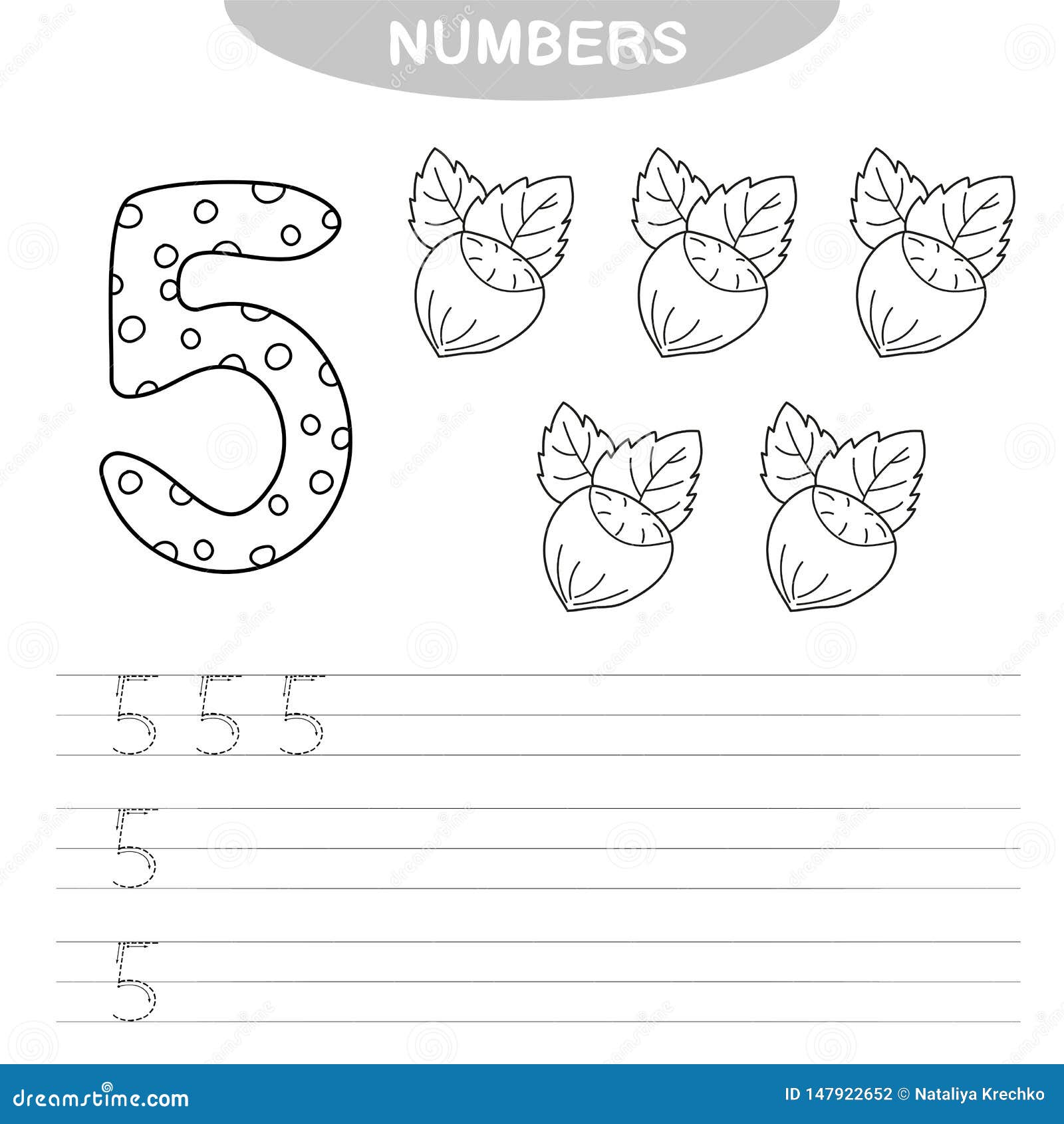 Learning numbers coloring book for preschool children stock vector