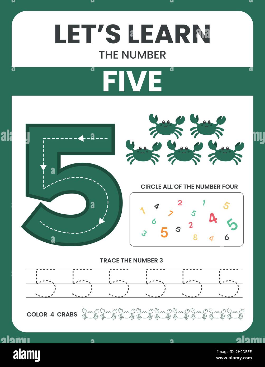 Number worksheet is a vector illustration for a mathematic subject in kindergarten preschool or first