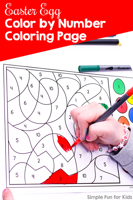 Easter egg color by number coloring page