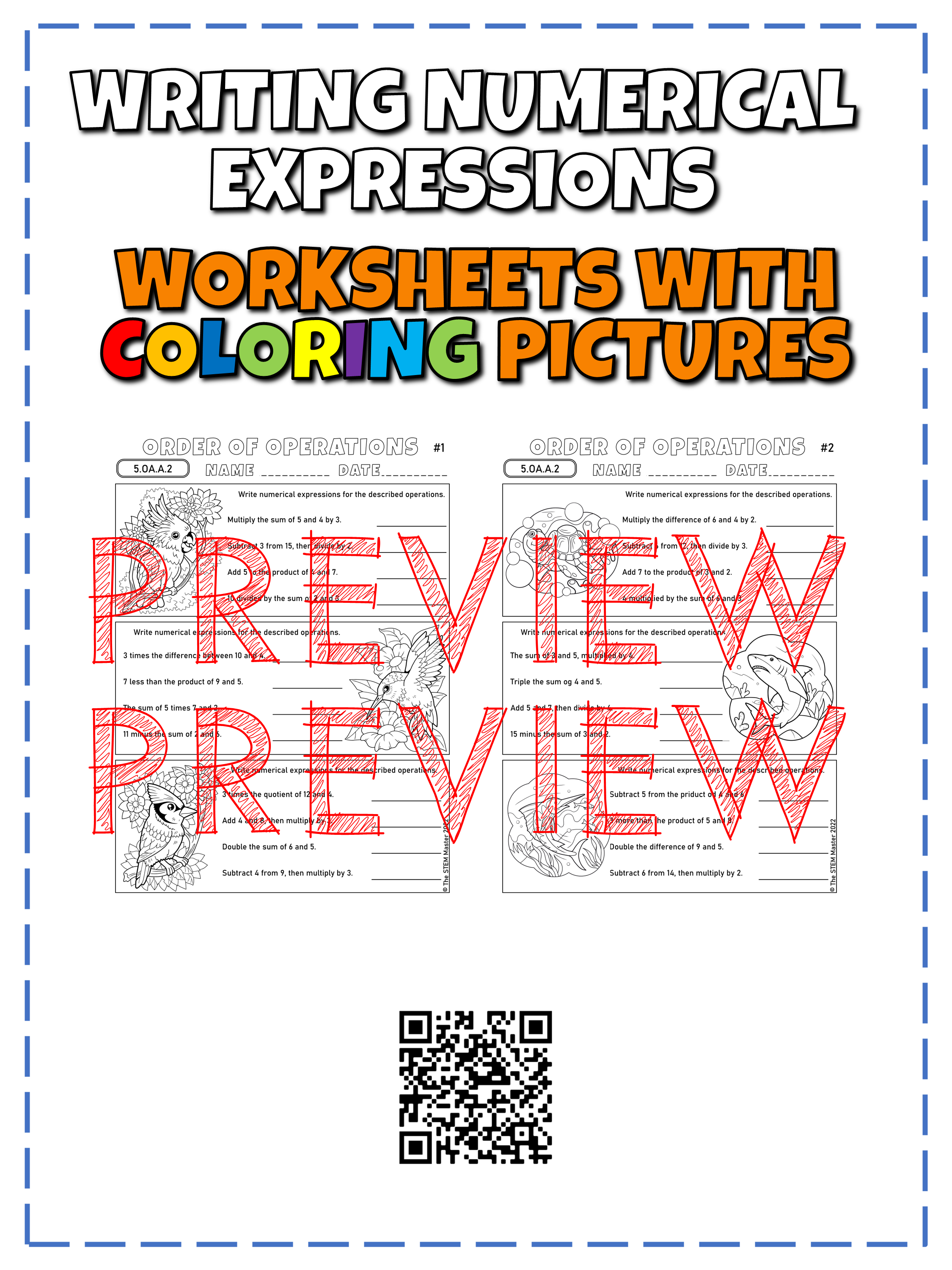 Grade math writing numerical expressions oa coloring worksheets made by teachers