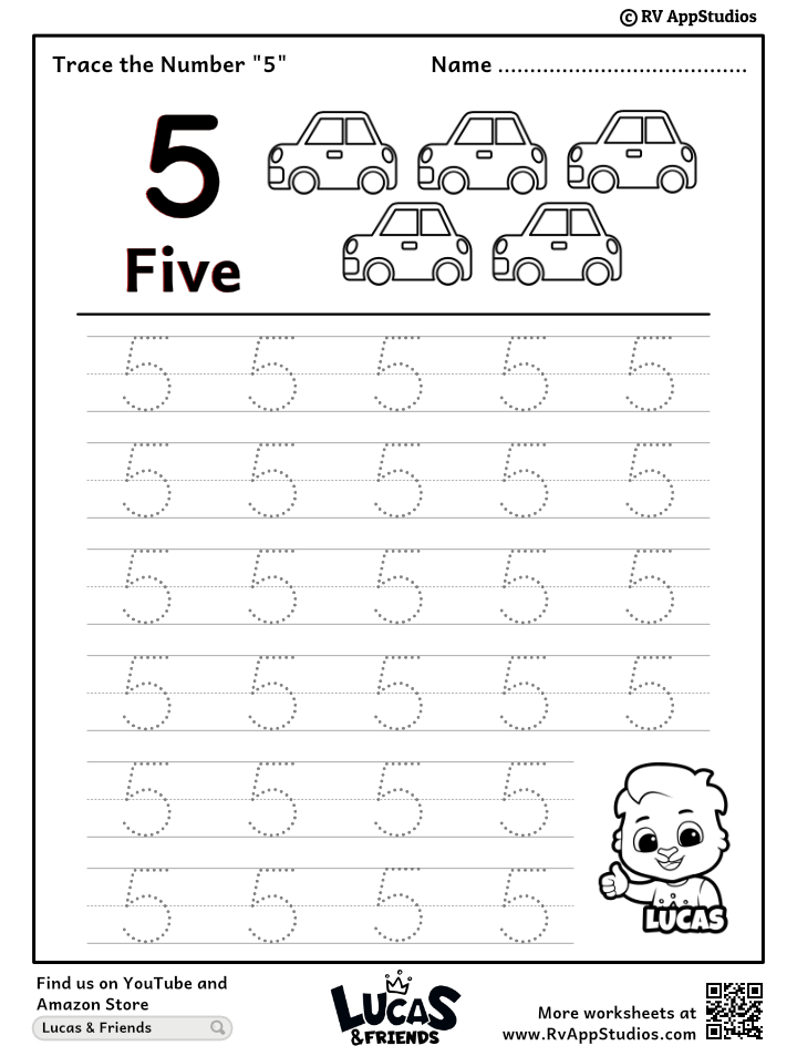 Trace number worksheet for free for kids