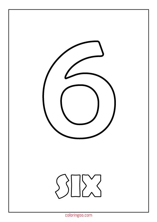 Printable number six coloring page pdf for kids printable numbers free printable numbers preschool worksheets free printables