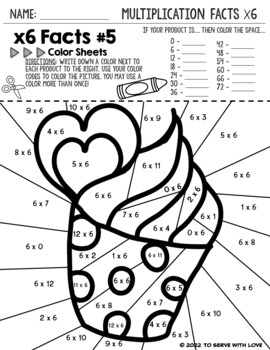 Multiplication facts coloring sheets x