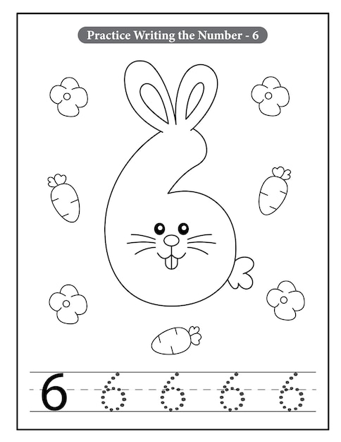 Premium vector rabbit number coloring pages for toddlers