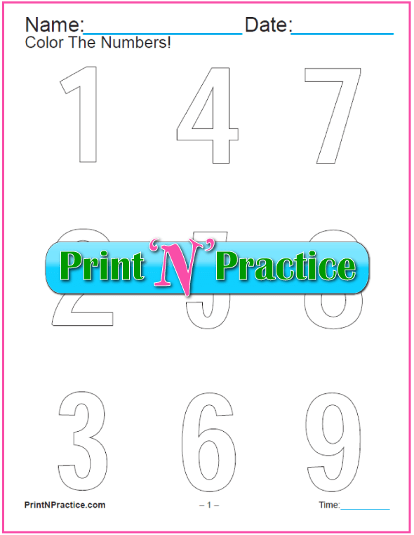 Number coloring pages for kids