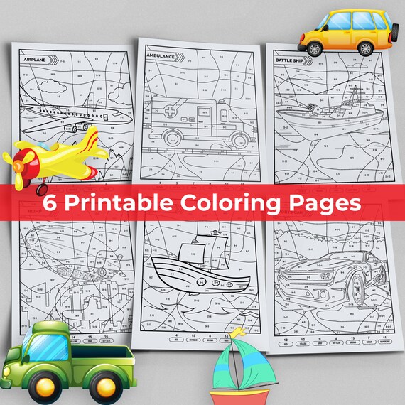 Best value things that go printable math coloring pages instant download kids addition and subtraction worksheet math practice book