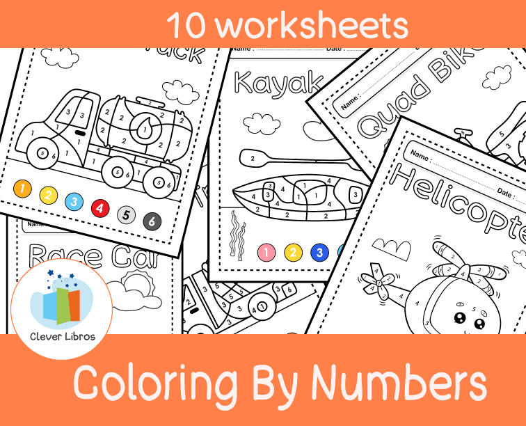 Coloring with number pages worksheets