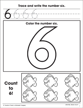 Number six math practice page printable skills sheets