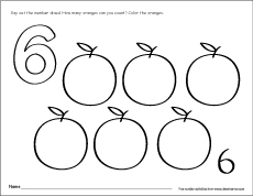 Number six writing counting and recognition activities for children