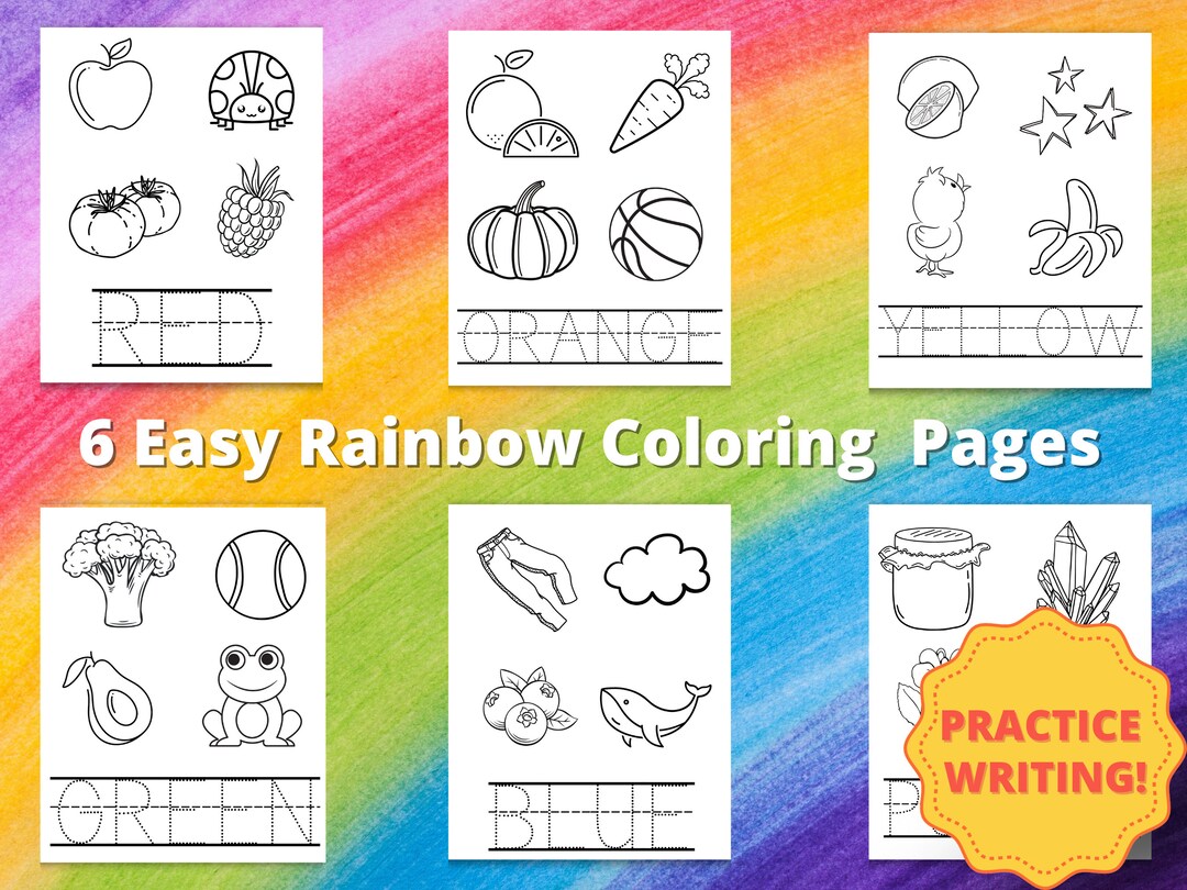 Easy practice rainbow colors coloring pages