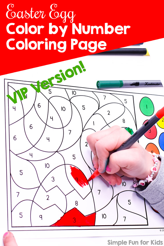 Easter egg color by number coloring page