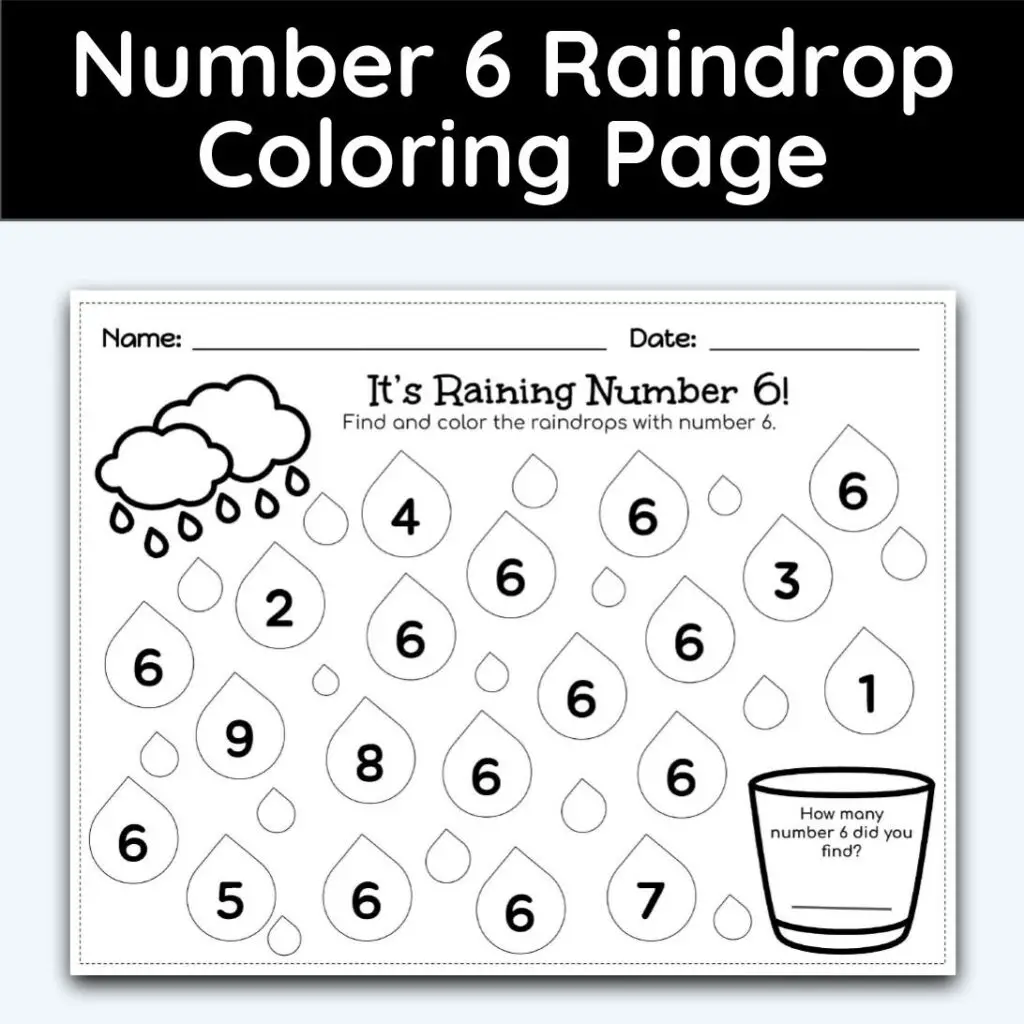 Number raindrop coloring page