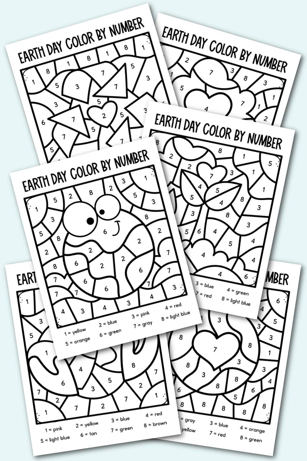 Free earth day color by number printables