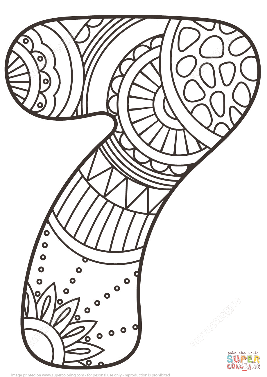 Number zentangle coloring page free printable coloring pages