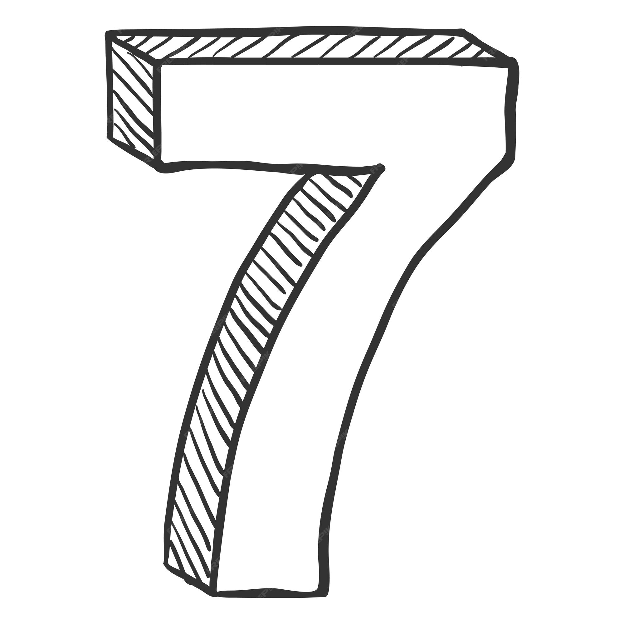 Premium vector vector hand drawn sketch illustration number seven