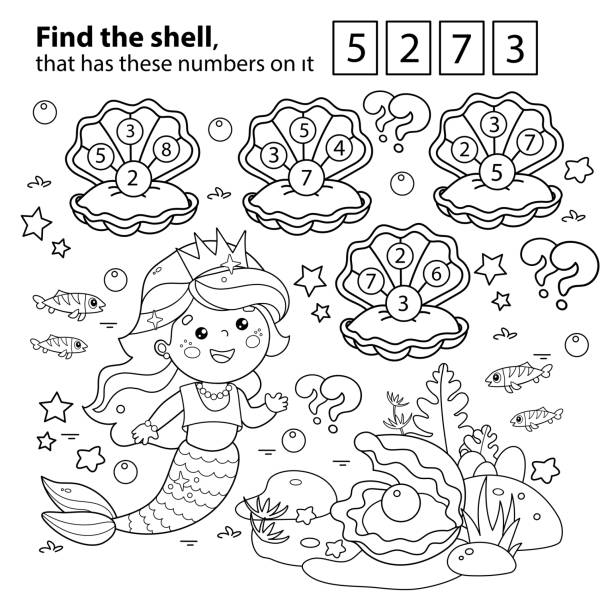 Mermaid coloring pages stock photos pictures royalty