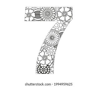 Zentangle stylized alphabetnumber doodle style stock vector royalty free