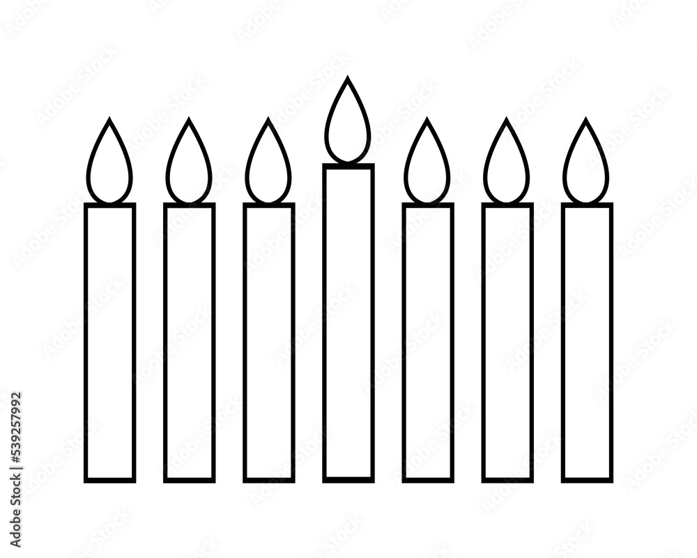 Simple minimalist outline lineal icon of kwanzaa seven candles