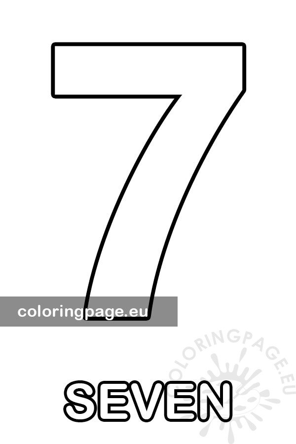 Number seven outline coloring page