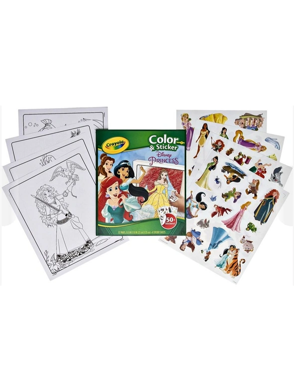 Crayola giant pg disney princess colouring pages pg coloursticker book w lane