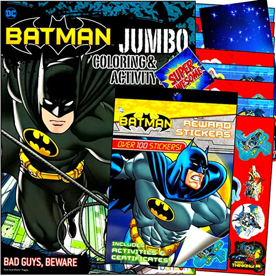 Batman coloring stickers books set with reward stickers coloring pages games and activities bundle includes separately licensed gww stickers toys games