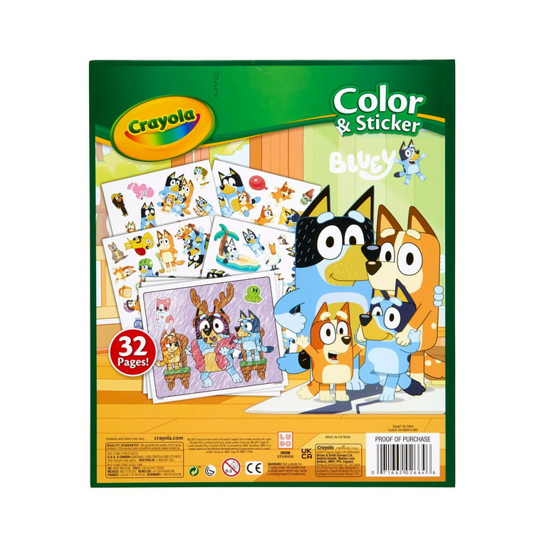 Crayola bluey color sticker activity coloring pages gift for kids beginner unisex child