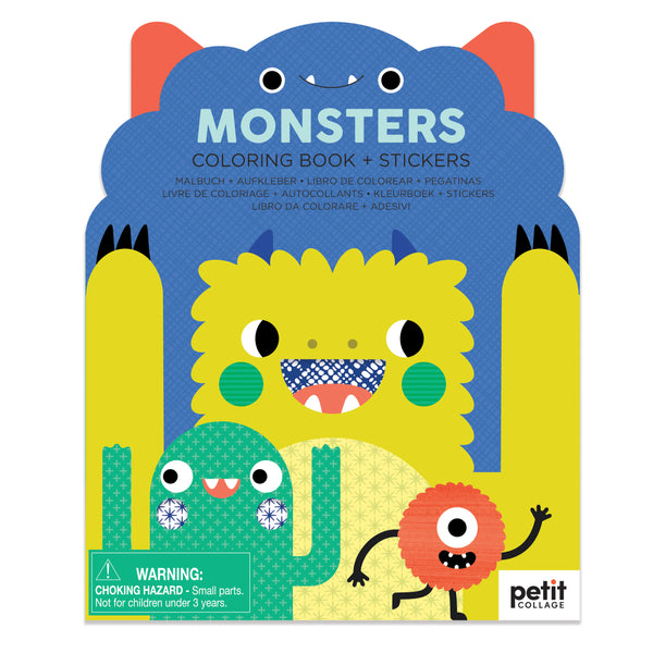 Coloring book with stickers monsters