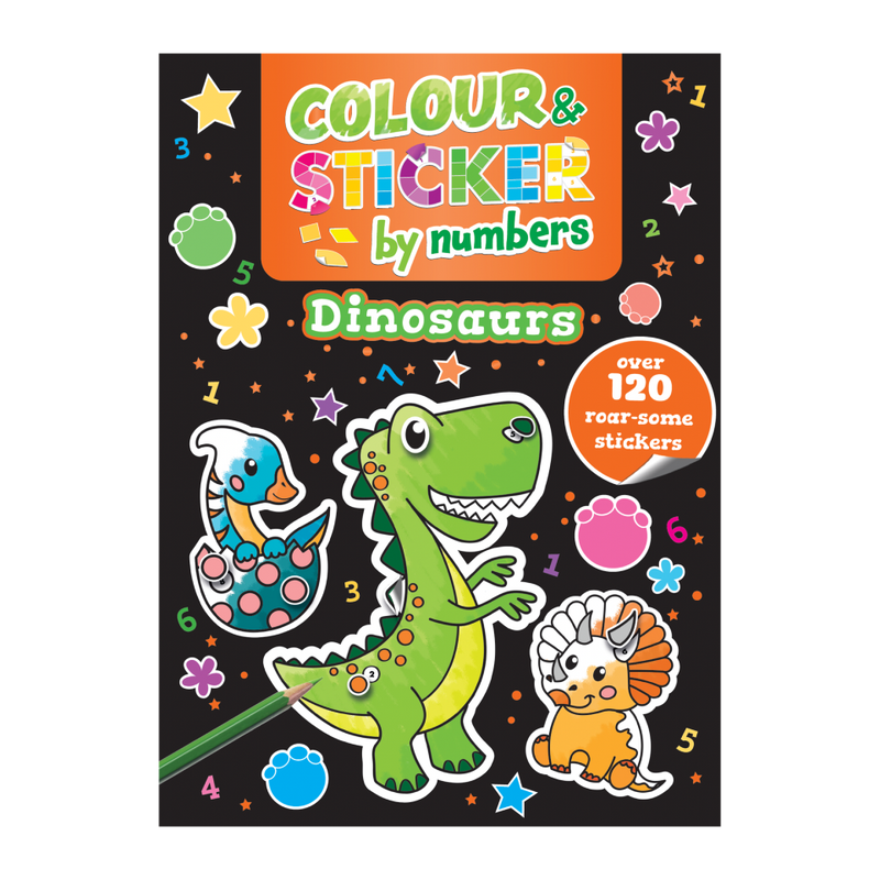 Lour sticker by numbers book dinosaurs â