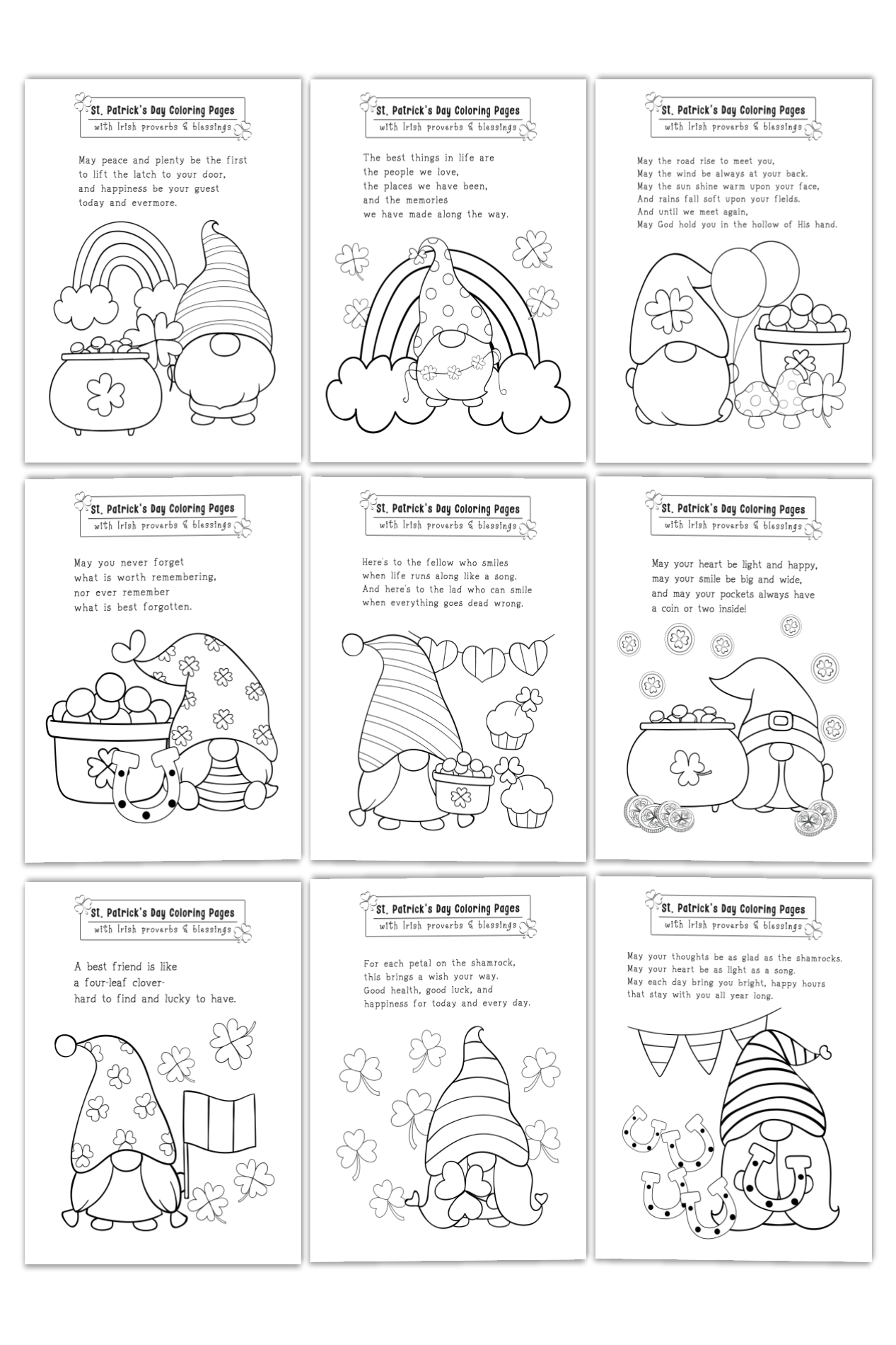 St patricks day irish proverb blessings coloring pages stickers â roaming willow designs