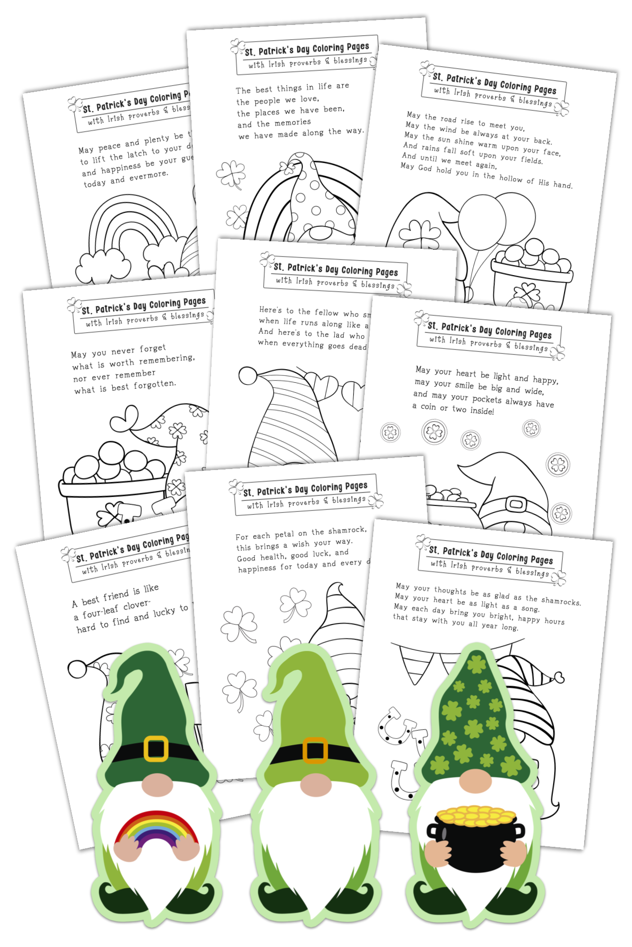 St patricks day irish proverb blessings coloring pages stickers â roaming willow designs