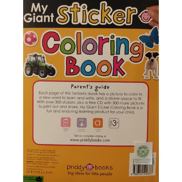 My giant sticker coloring book with stickers cd with over pictures on united states