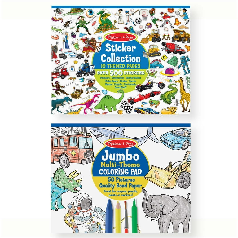 Melissa doug sticker and jumbo coloring pads set animals sports vehicles and more