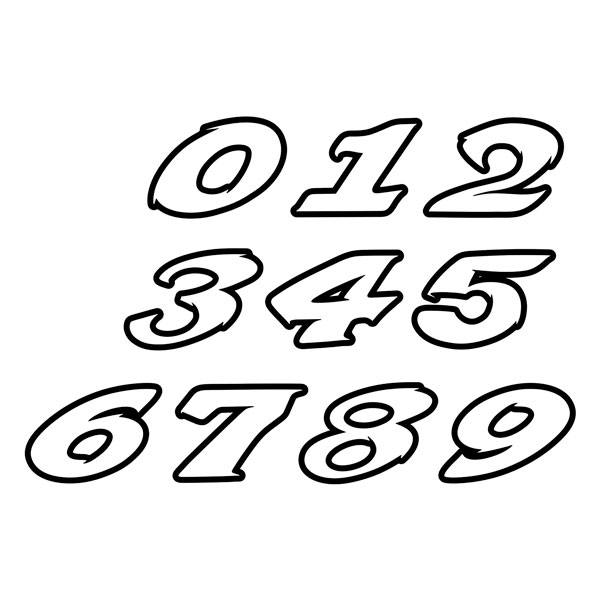 Sticker motorbike numbers speed white