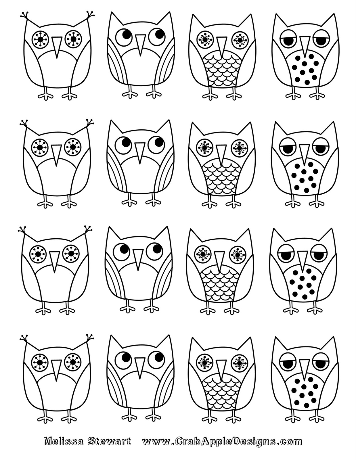 At home with crab apple designs owls coloring page day of