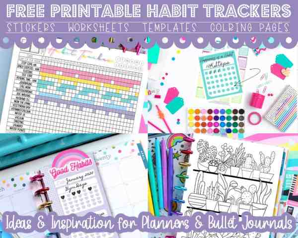 Free printable habit tracker stickers templates coloring pages for planners